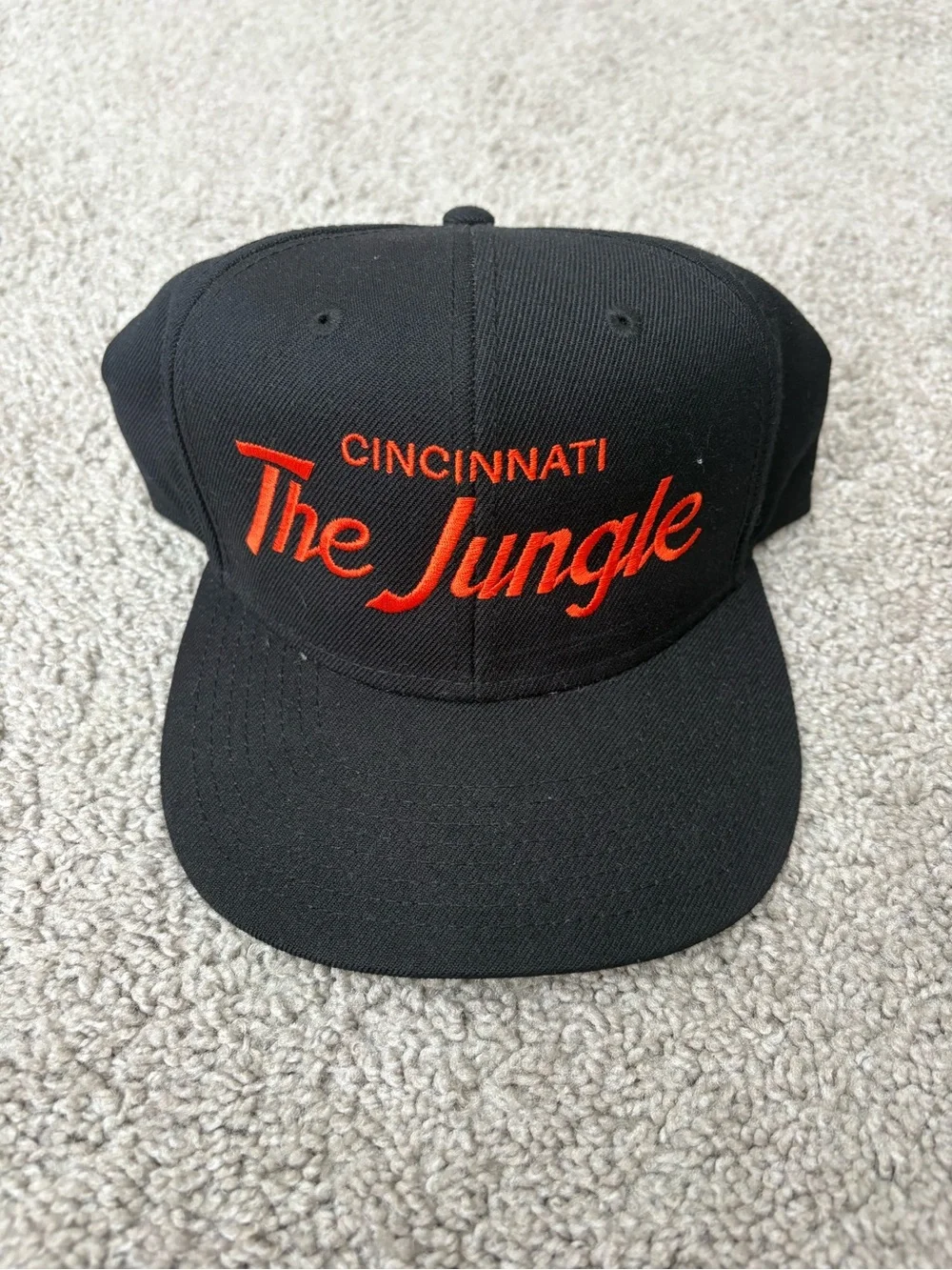 Cincinnati Bengals “The Jungle” Script Black Snapback Hat